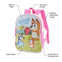Bluey 15" Girls Backpack With Padded Straps & Zip Compartment - Ideal Toddler Bookbag For School & Travel