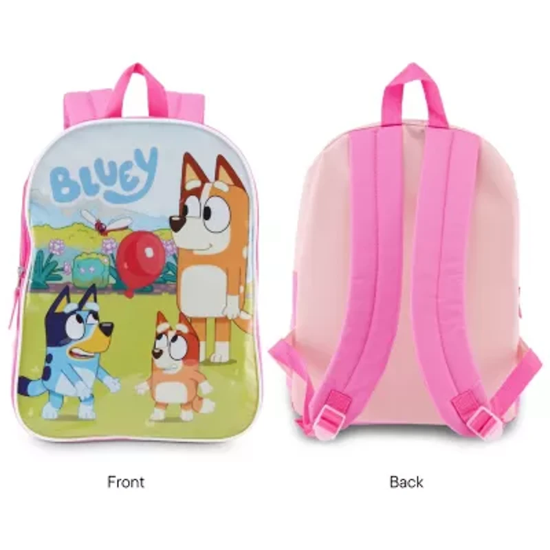 Bluey 15" Girls Backpack With Padded Straps & Zip Compartment - Ideal Toddler Bookbag For School & Travel