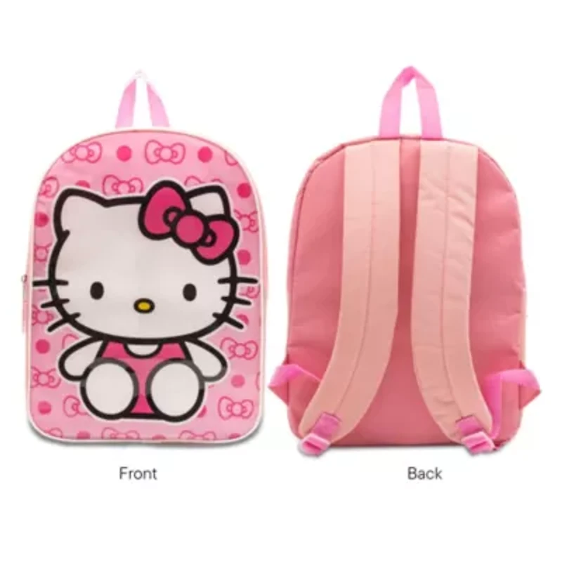 Hello Kitty 15" Girls Backpack With Padded Straps & Zip Compartment - Ideal Toddler Bookbag For School & Travel