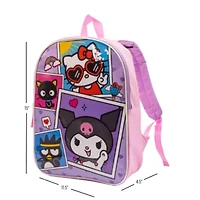 Kuromi 15" Girls Backpack With Padded Straps & Zip Compartment - Ideal Toddler Bookbag For School & Travel