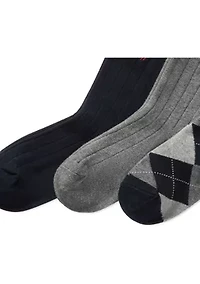 Boys Argyle Ribbed Socks - 3 Pack