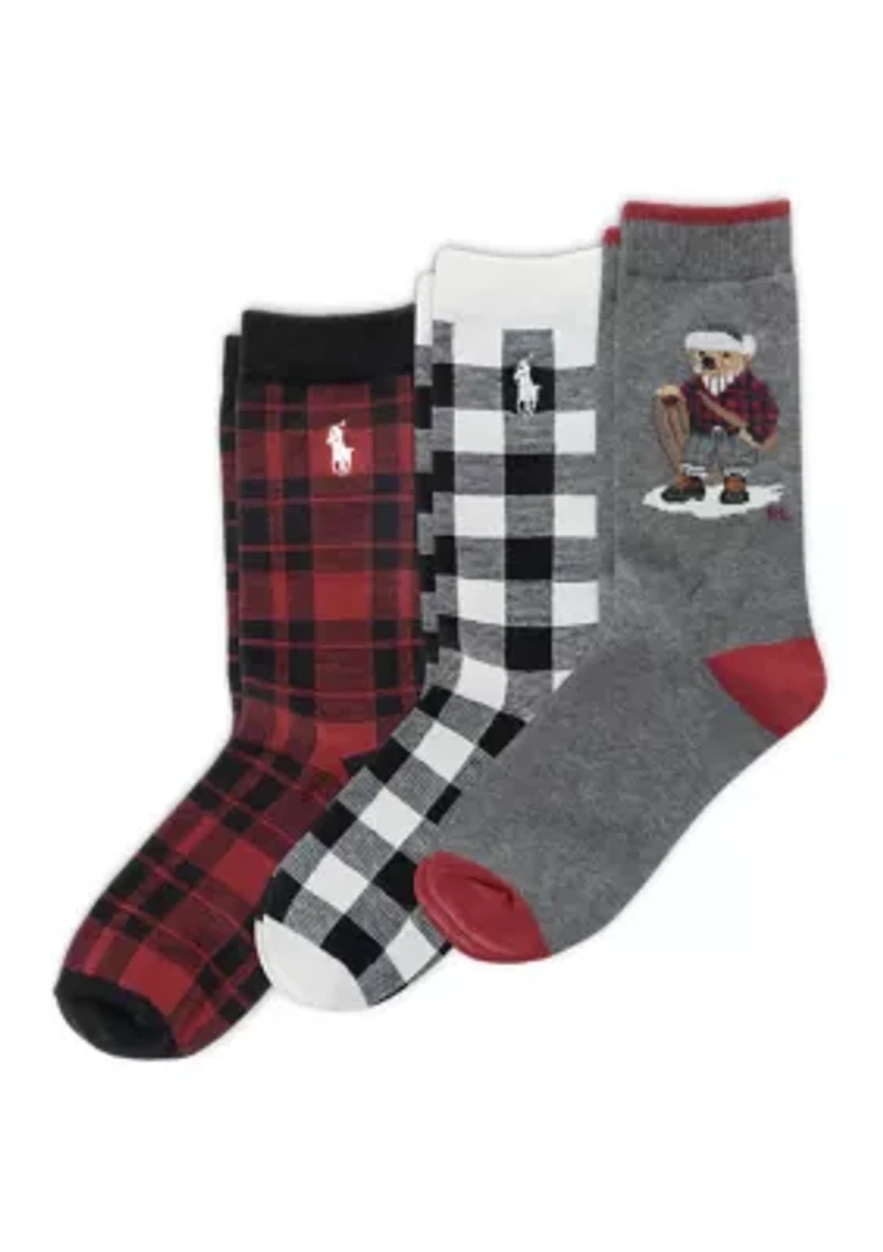 Holiday Sled Bear Socks - 3-Pack