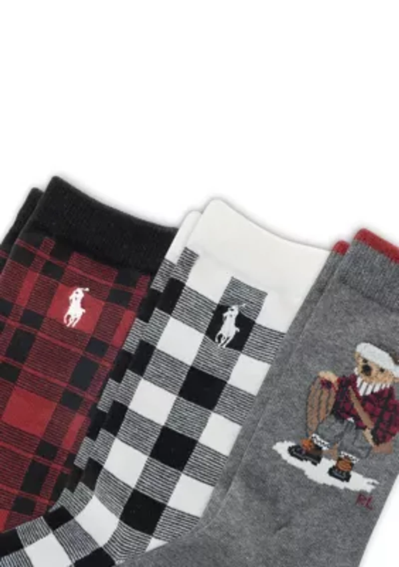 Holiday Sled Bear Socks - 3-Pack