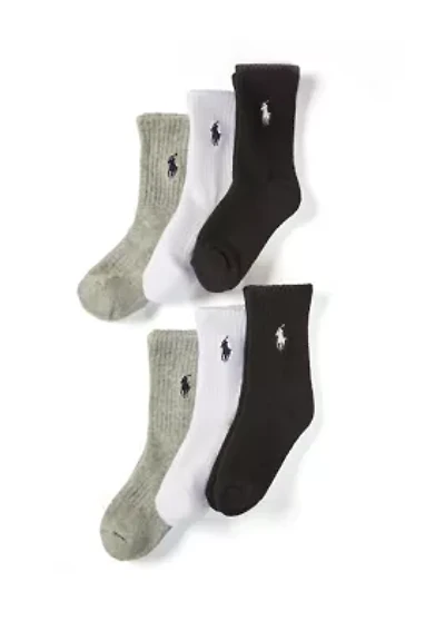 Boys 4-11 Cotton Blend Crew Socks - 6-Pack