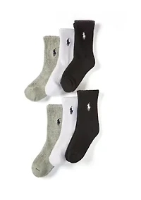 Boys 4-11 Cotton Blend Crew Socks - 6-Pack