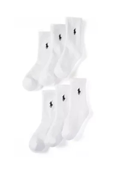 Boys 4-11 Cotton Blend Crew Socks - 6-Pack