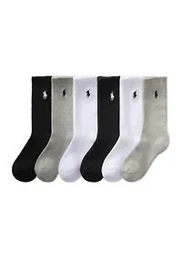 Boys Crew Socks - 6 Pack