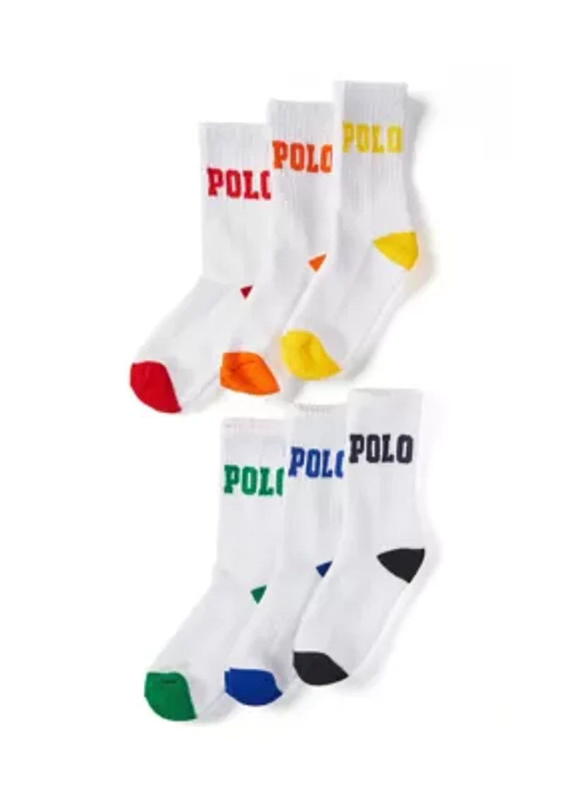 Boys 4-11 Logo Crew Socks - 6-Pack