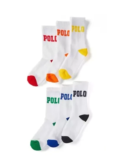 Boys 4-11 Logo Crew Socks - 6-Pack