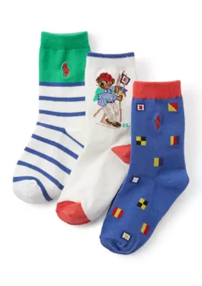 Boys 4-7 Sailing Bear 3-Pack Socks