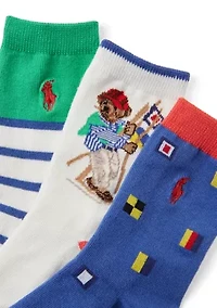 Boys 4-7 Sailing Bear 3-Pack Socks