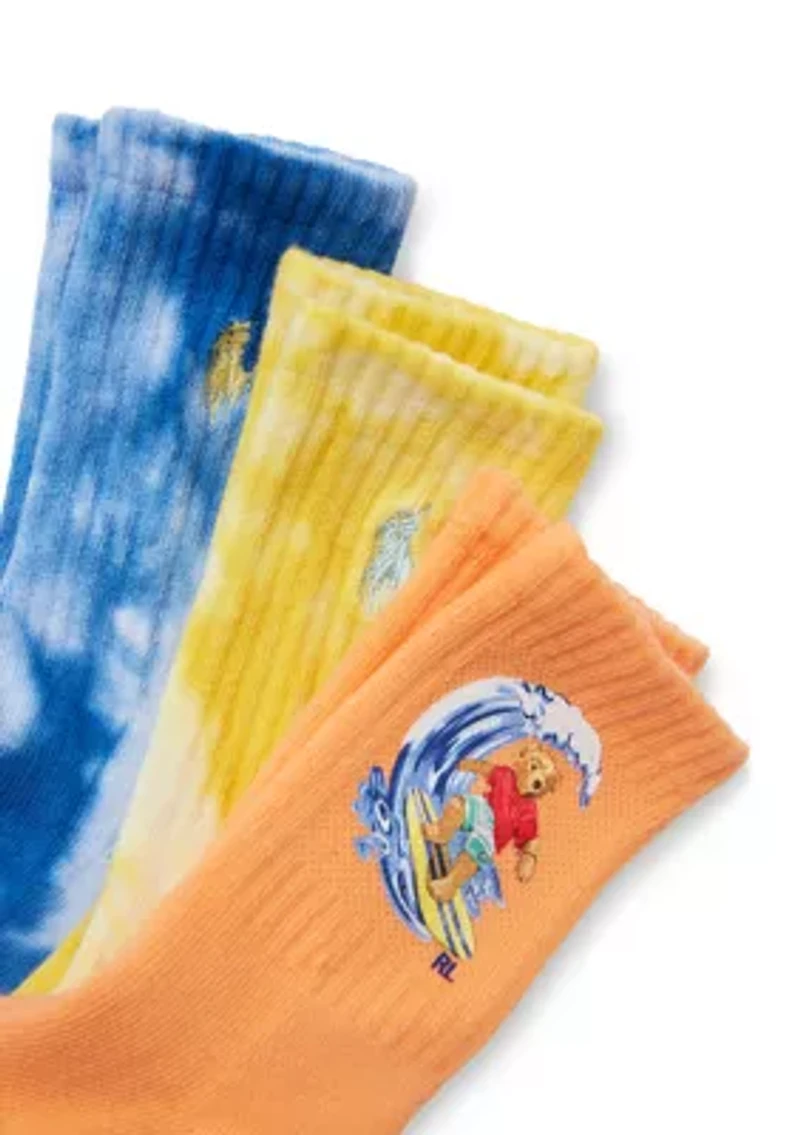 Boys Surfing Bar Active Socks- 3 Pack