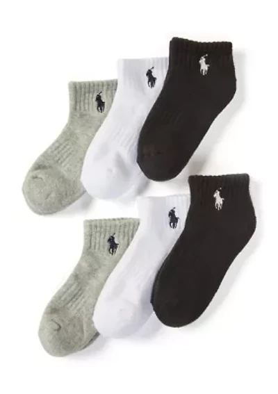 Boys Solid Quarter Socks - 6 Pack