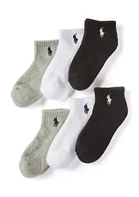 Boys Solid Quarter Socks - 6 Pack