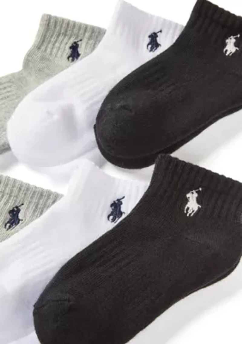 Boys Solid Quarter Socks - 6 Pack