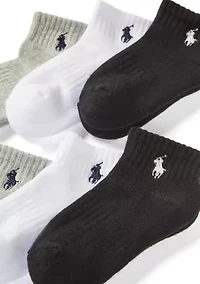 Boys Solid Quarter Socks - 6 Pack