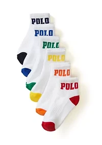 Polo Logo Solid Quarter Socks - 6 Pack
