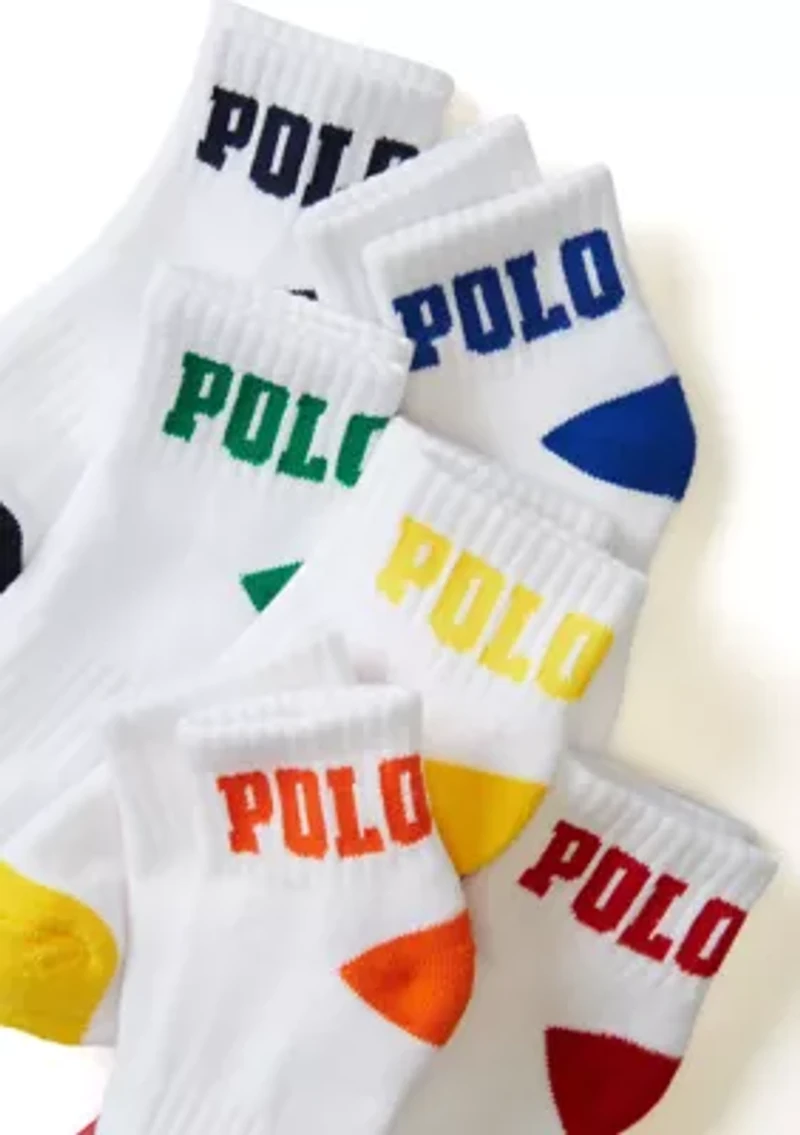 Polo Logo Solid Quarter Socks - 6 Pack