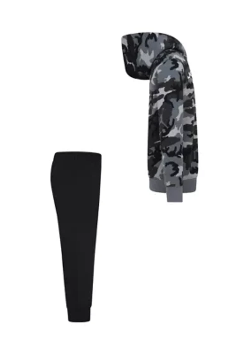 Boys 4-7 Camo Printed Fleece Hoodie and Joggers Set