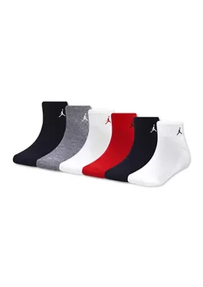 Boys Everyday Essentials 6 Pack Quarter Socks