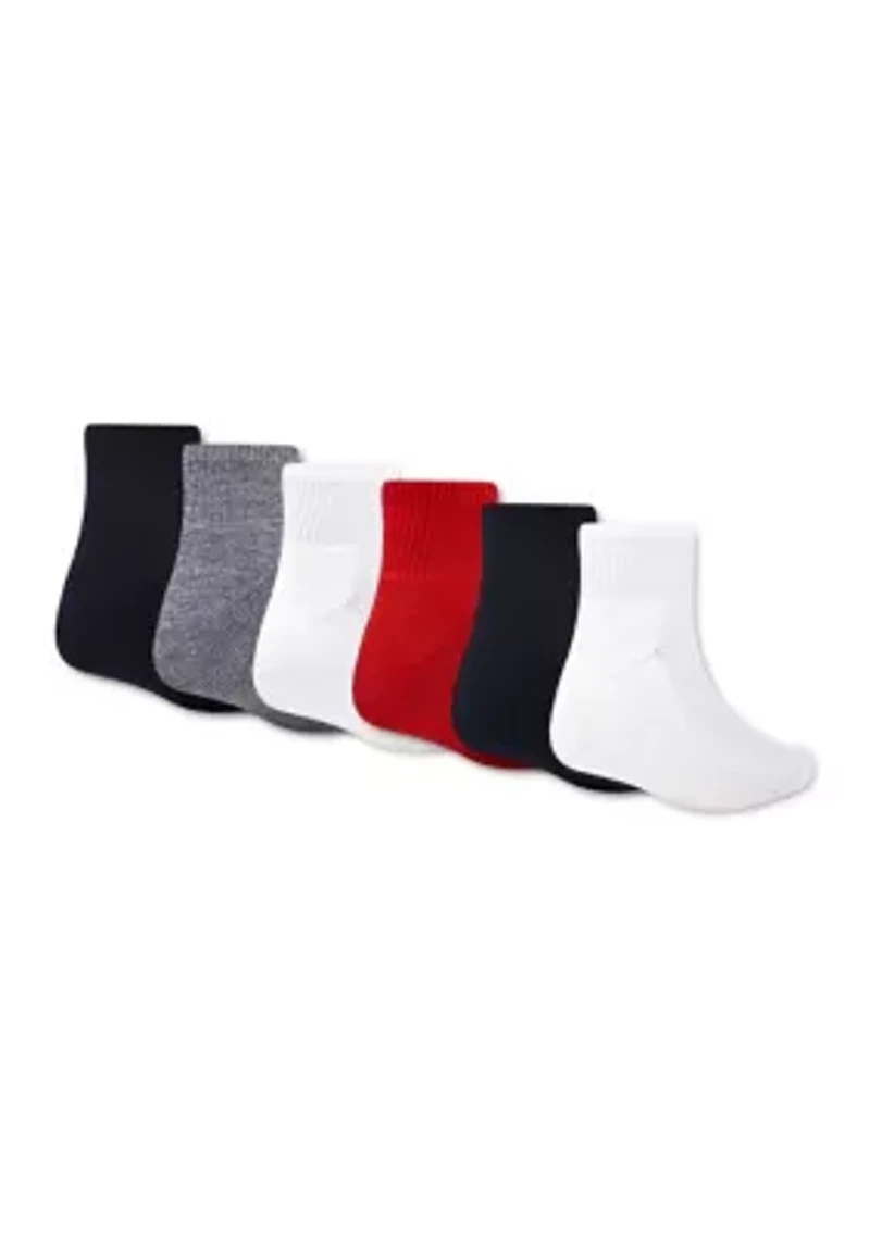 Boys Everyday Essentials 6 Pack Quarter Socks