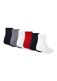 Boys Everyday Essentials 6 Pack Quarter Socks