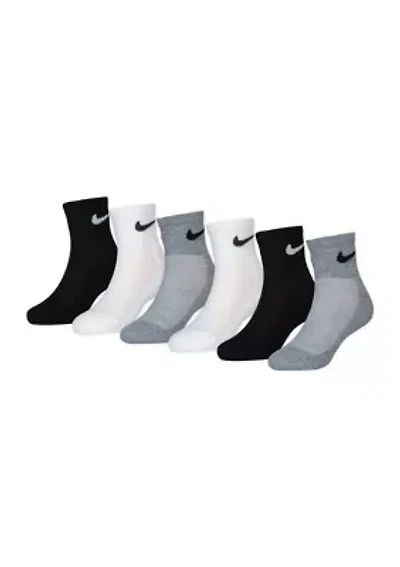 Boys Mesh Cushion Ankle Socks - 6 Pack