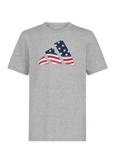 Boys 8-20 Short Sleeve USA Flag Logo T-Shirt (Extended Size)