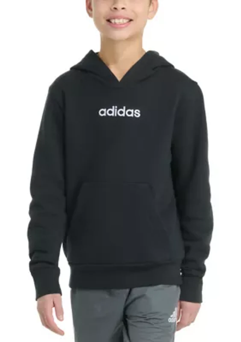 Boys 8-20 Long Sleeve Essential Linear Embroidered Fleece Pullover Hoodie - Extended