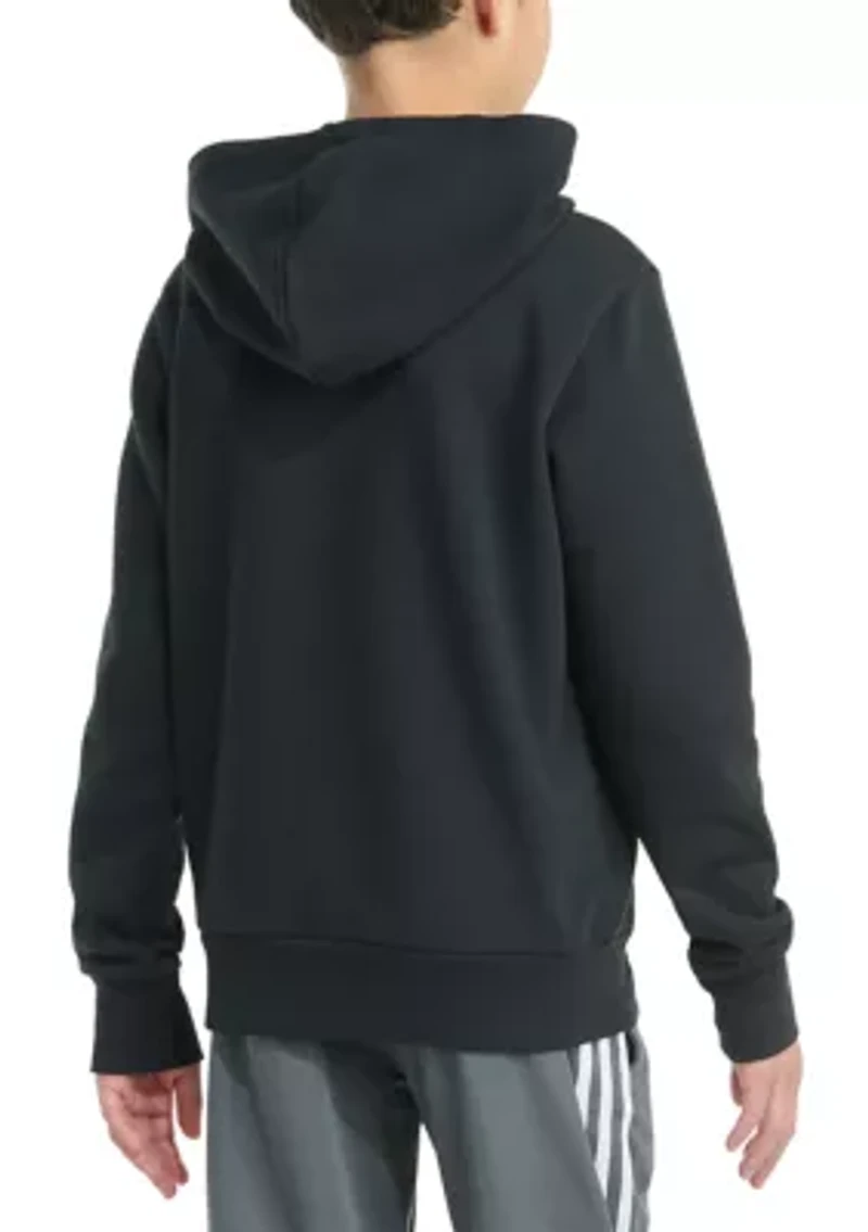 Boys 8-20 Long Sleeve Essential Linear Embroidered Fleece Pullover Hoodie - Extended