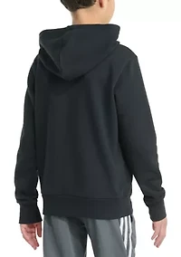 Boys 8-20 Long Sleeve Essential Linear Embroidered Fleece Pullover Hoodie - Extended