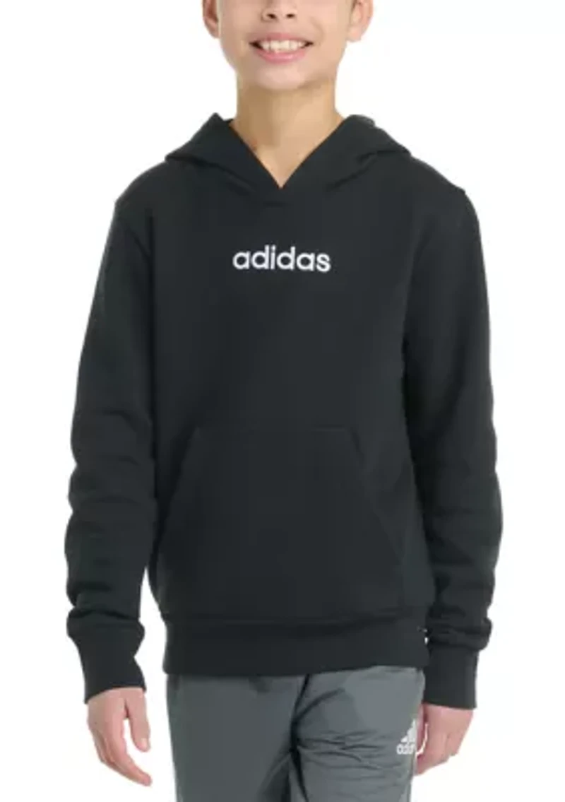 Boys 8-20 Long Sleeve Essential Linear Embroidered Fleece Pullover Hoodie