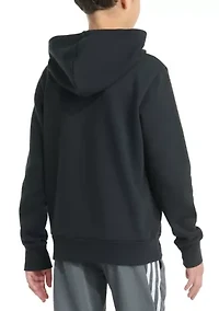 Boys 8-20 Long Sleeve Essential Linear Embroidered Fleece Pullover Hoodie