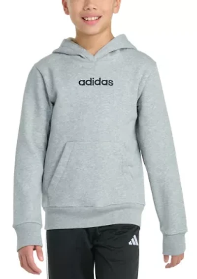 Boys 8-20 Long Sleeve Essential Linear Embroidered Fleece Heather Pullover Hoodie
