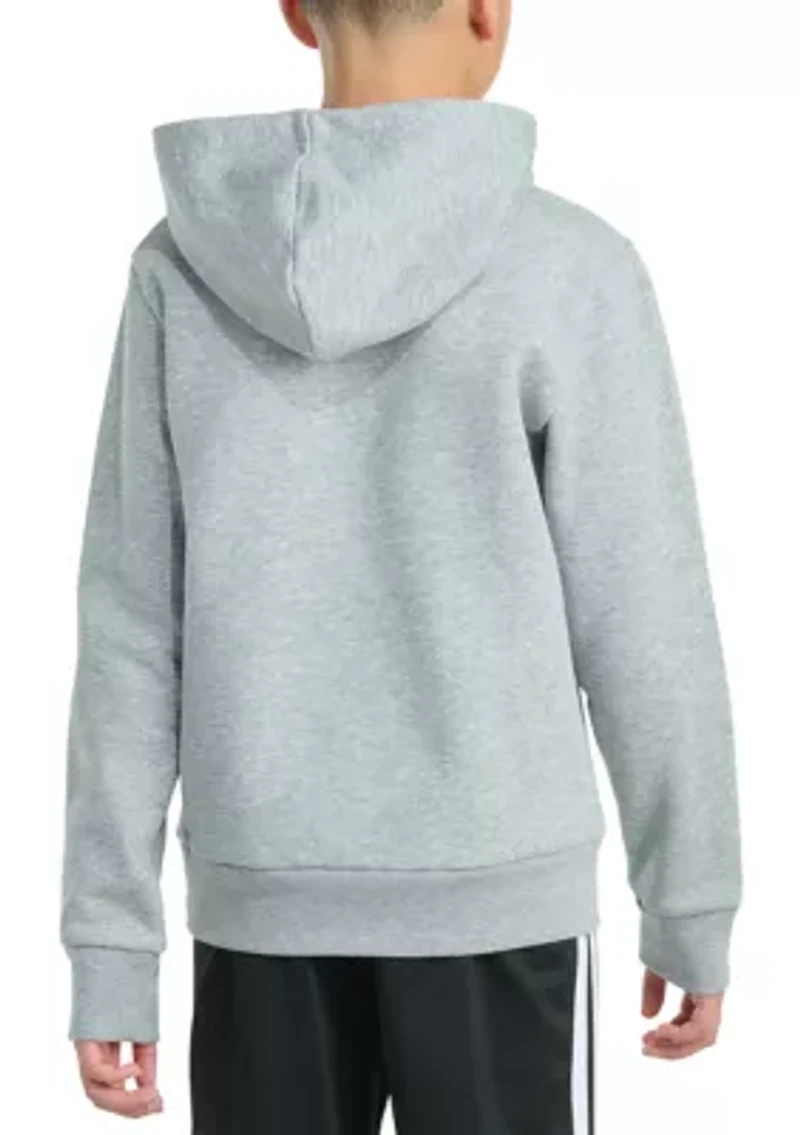 Boys 8-20 Long Sleeve Essential Linear Embroidered Fleece Heather Pullover Hoodie