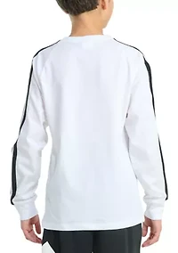 Boys 8-20 Long Sleeve Small Embroidered Logo 3-Stripe T-Shirt