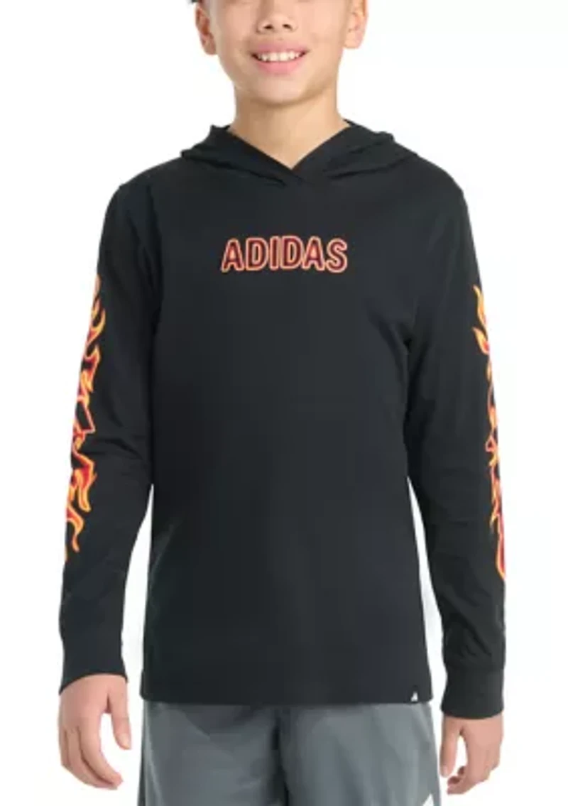 Boys 8-20 Long Sleeve Hooded Flame T-Shirt (Extended Size)