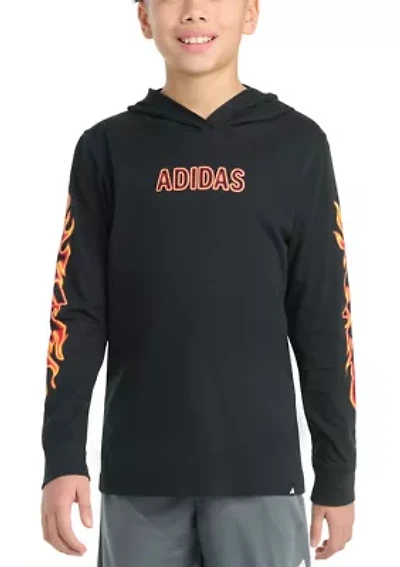 Boys 8-20 Long Sleeve Hooded Flame T-Shirt (Extended Size)