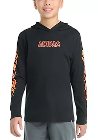 Boys 8-20 Long Sleeve Hooded Flame T-Shirt (Extended Size)