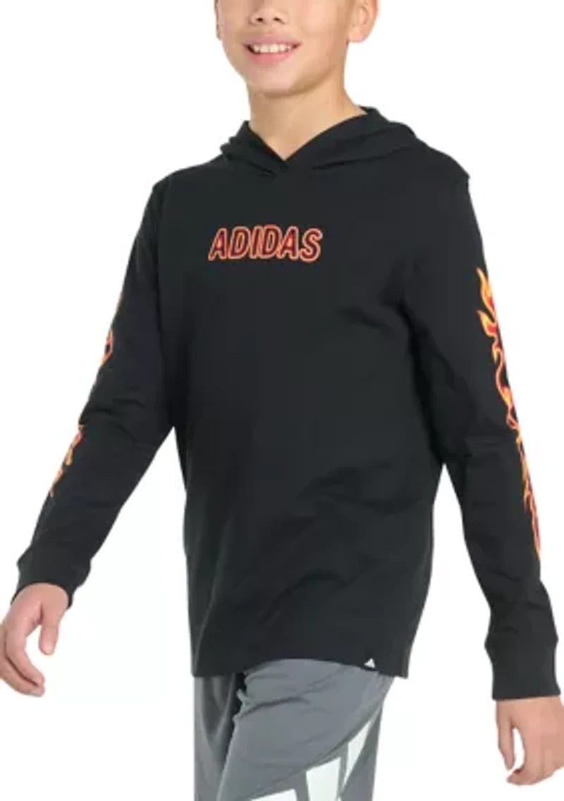 Boys 8-20 Long Sleeve Hooded Flame T-Shirt (Extended Size)
