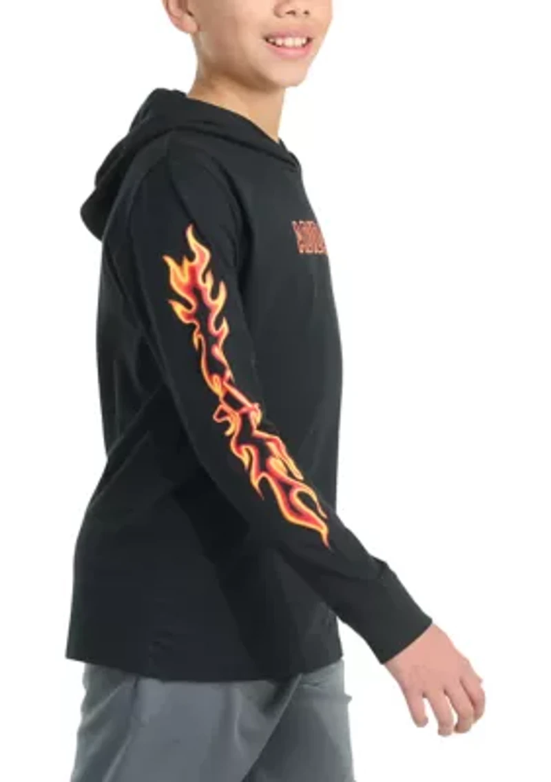 Boys 8-20 Long Sleeve Hooded Flame T-Shirt (Extended Size)