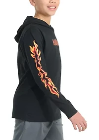 Boys 8-20 Long Sleeve Hooded Flame T-Shirt (Extended Size)