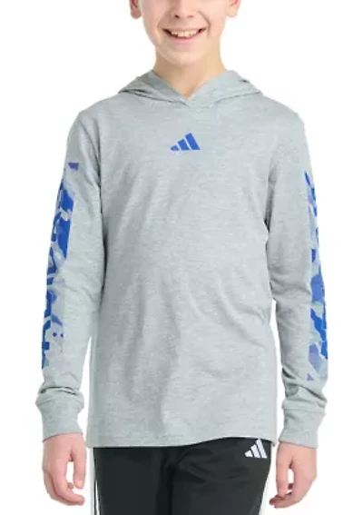 Boys 8-20 Long Sleeve Hooded Camo Lineage Heather T-Shirt