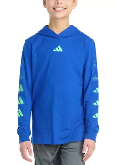 Boys 8-20 Long Sleeve Hooded Overspray Logo T-Shirt (Extended Size)