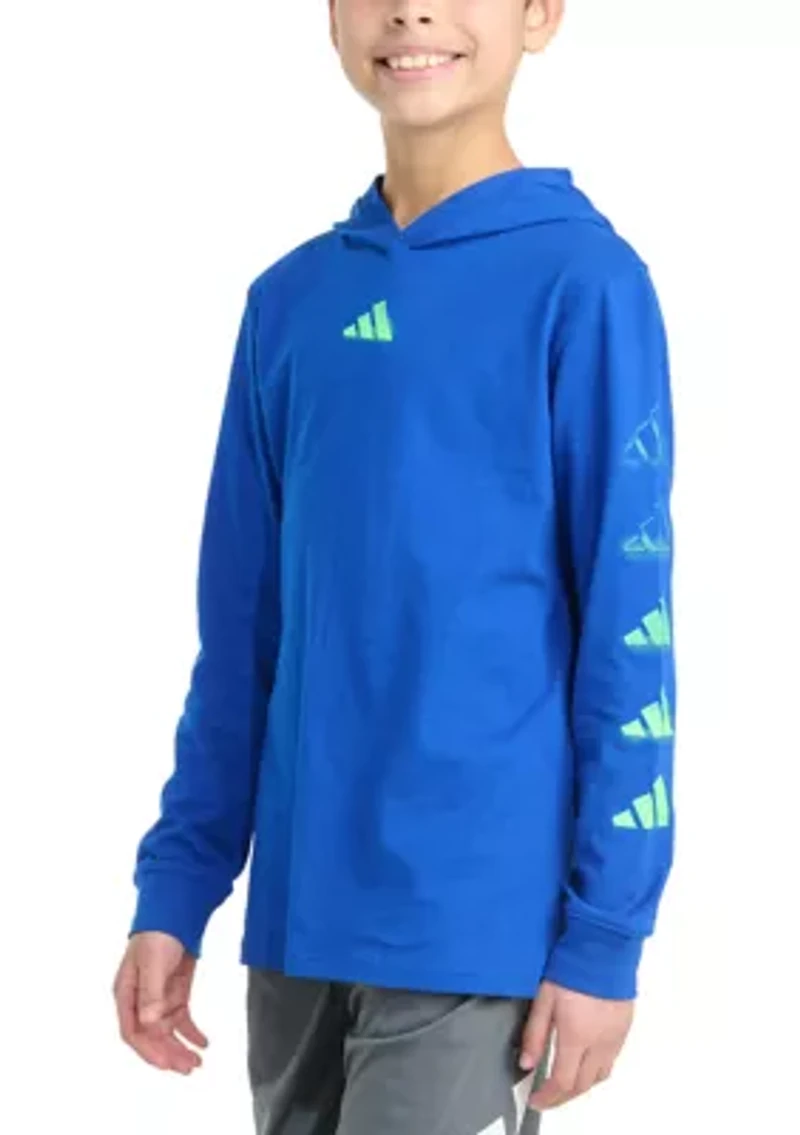 Boys 8-20 Long Sleeve Hooded Overspray Logo T-Shirt (Extended Size)