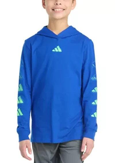 Boys 8-20 Long Sleeve Hooded Overspray Logo T-Shirt