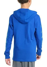 Boys 8-20 Long Sleeve Hooded Overspray Logo T-Shirt