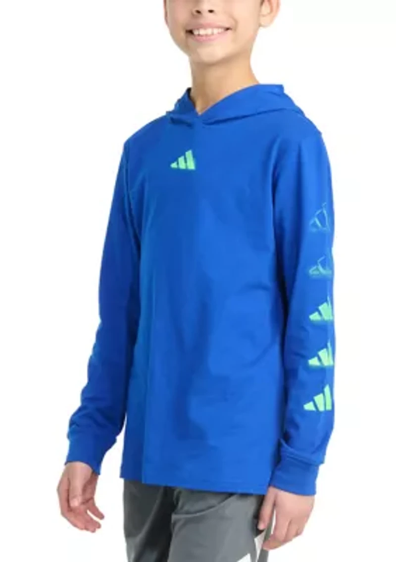 Boys 8-20 Long Sleeve Hooded Overspray Logo T-Shirt