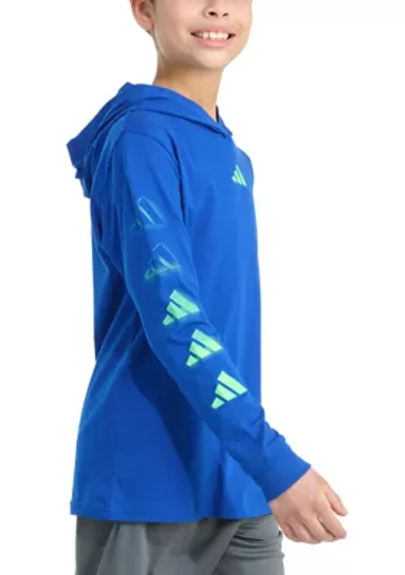 Boys 8-20 Long Sleeve Hooded Overspray Logo T-Shirt