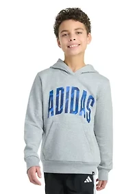 Boys 8-20 Long Sleeve Hooded Graphic Heather Fleece Pullover - Extended